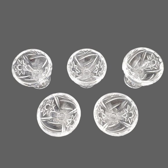 Set of 5 Small Lead Crystal Compote Dishes Ice Cream‎ Mouse Stemmed Glass  VTG - Picture 3 of 7